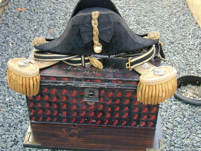 Cased Set Consisting of British Naval Hat, Epaulettes and Sword Belt Circa 1900
